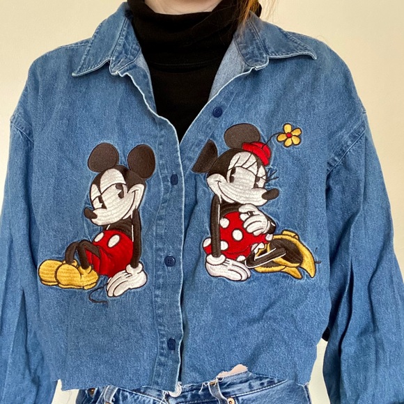 SOLD Disney Mickey and Minnie Mouse cropped denim - Picture 2 of 5